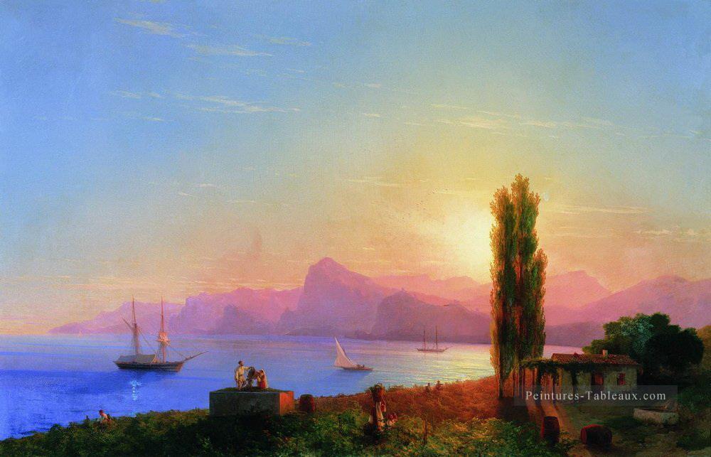 coucher de soleil en mer 1856 Romantique Ivan Aivazovsky russe Peintures à l'huile